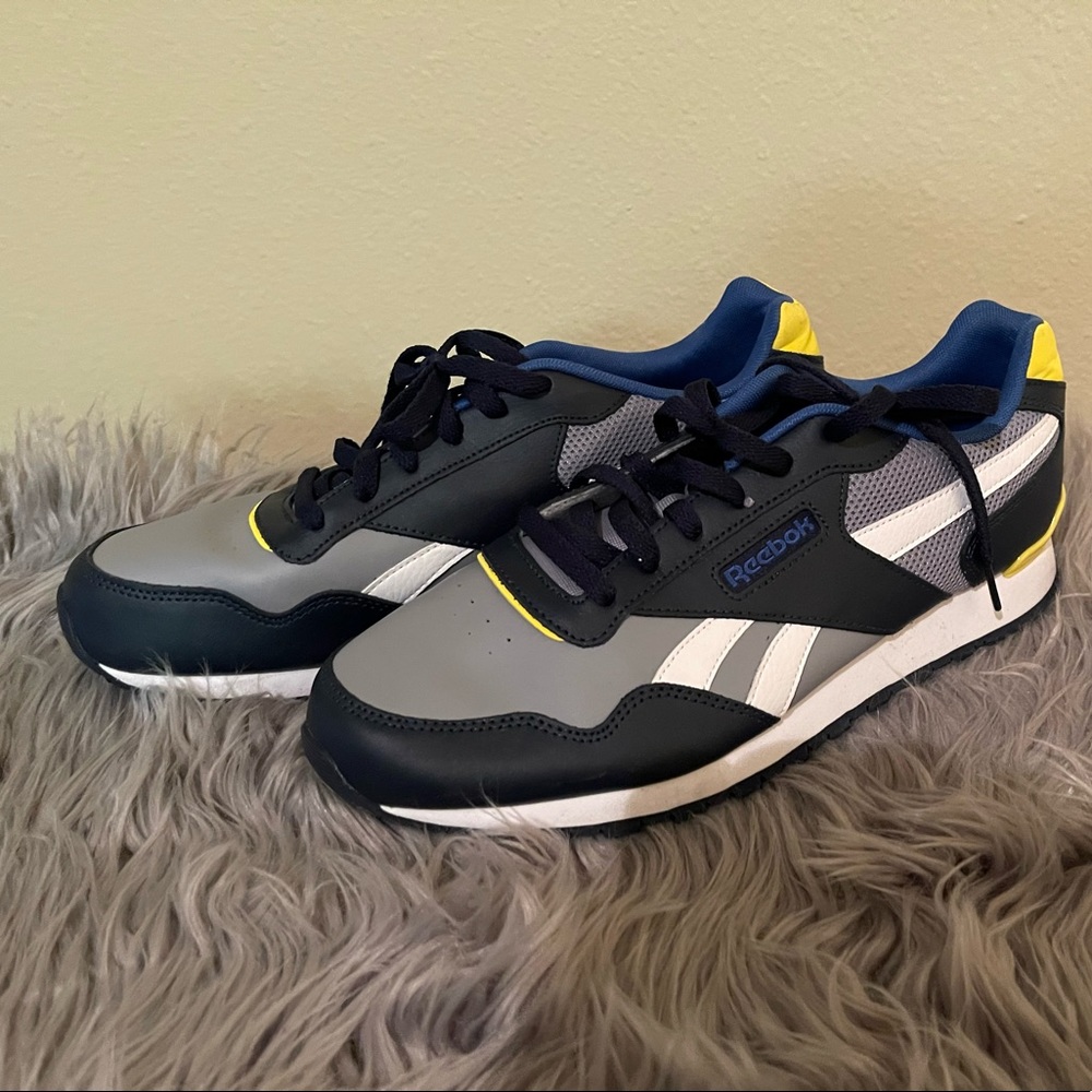 Reebok Men's Classic Leather Sneaker - Grey, Blue, Yellow